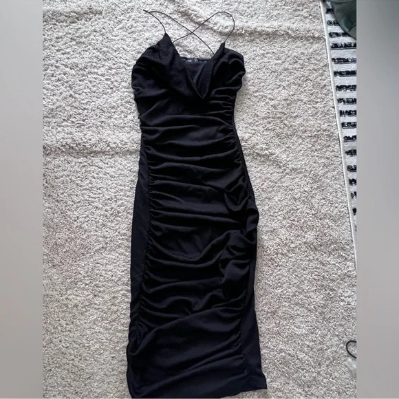 Black cowl neck midi dress. - Picture 5 of 5